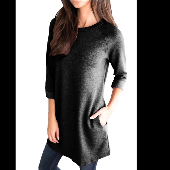 3/4 sleeve dress with pocket - black - Picture 3 of 3